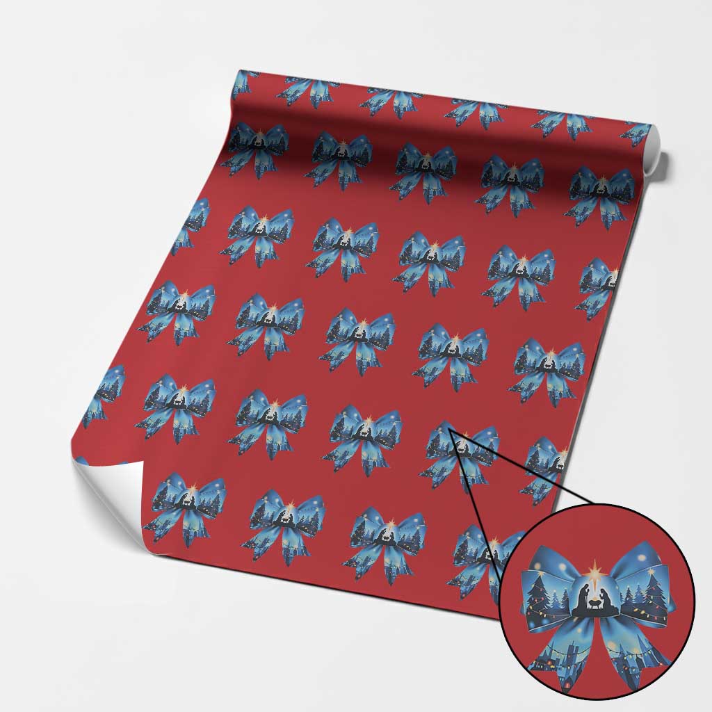 Jesus God Nativity Scene Coquette Bow Christmas Wrapping Paper Roll TS11 Red Print Your Wear