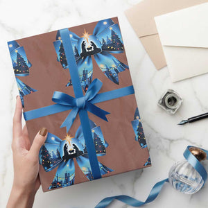 Jesus God Nativity Scene Coquette Bow Christmas Wrapping Paper Roll TS11 Mocha Print Your Wear