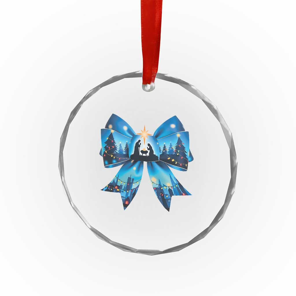 Jesus God Nativity Scene Coquette Bow Xmas Crystal Glass Ornament TS11 Print Your Wear