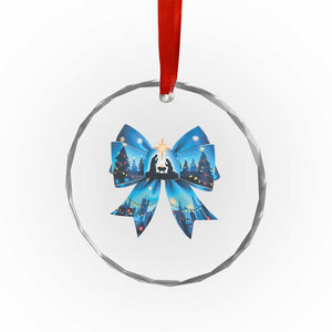 Jesus God Nativity Scene Coquette Bow Xmas Crystal Glass Ornament TS11 Print Your Wear
