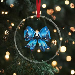 Jesus God Nativity Scene Coquette Bow Xmas Crystal Glass Ornament TS11 Print Your Wear