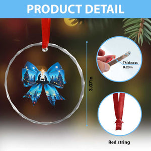 Jesus God Nativity Scene Coquette Bow Xmas Crystal Glass Ornament TS11 Print Your Wear