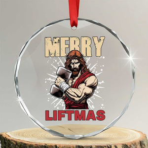 Jesus Gym Christmas Crystal Glass Ornament Merry Liftmas Xmas TS14 Transparent Glass 3'' Circle Print Your Wear