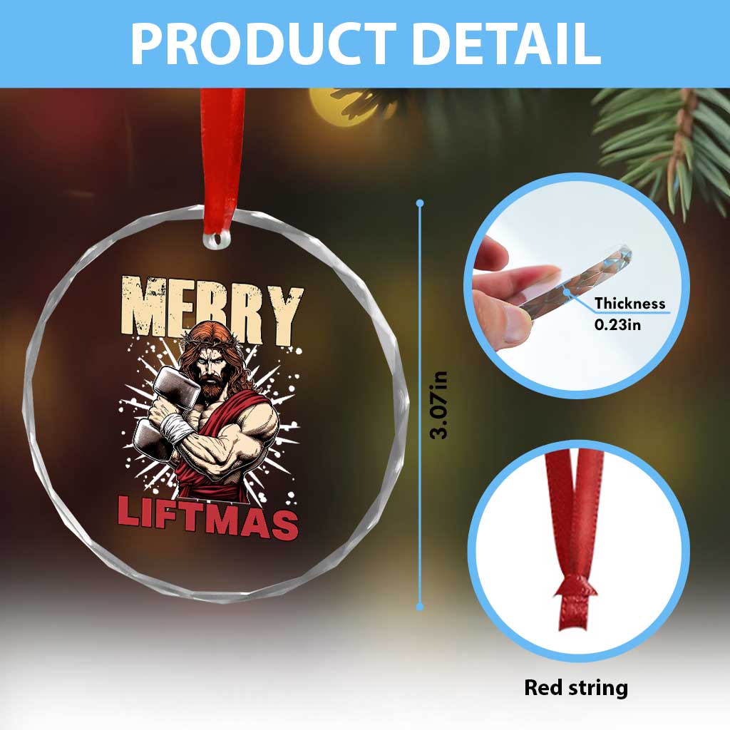 Jesus Gym Christmas Crystal Glass Ornament Merry Liftmas Xmas TS14 Print Your Wear