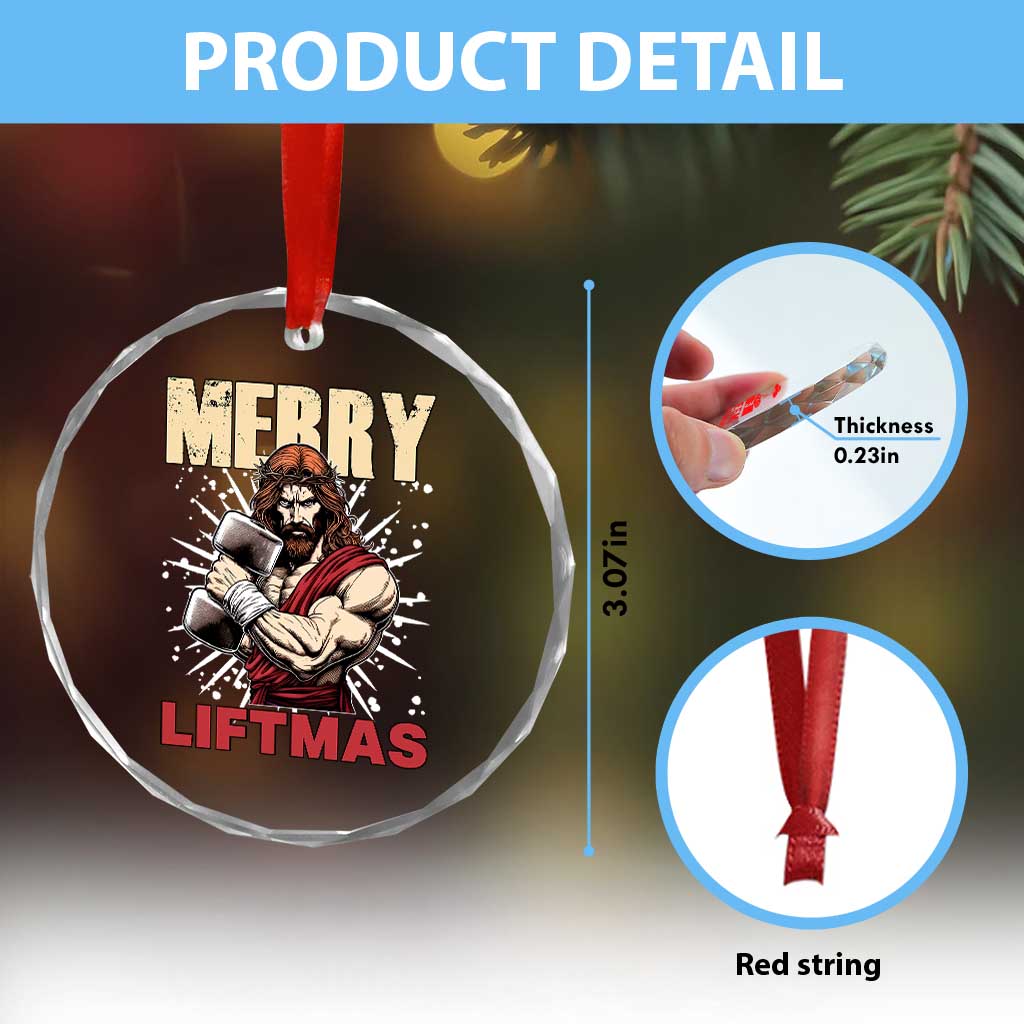 Jesus Gym Christmas Crystal Glass Ornament Merry Liftmas Xmas TS14 Print Your Wear