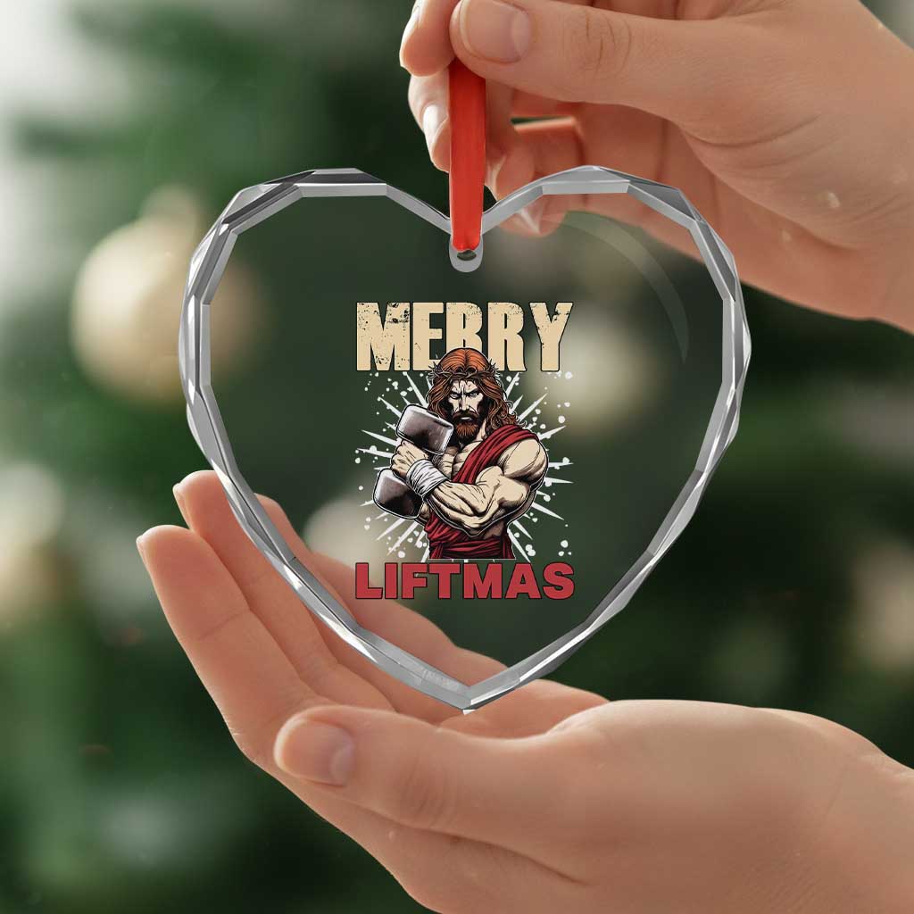 Jesus Gym Christmas Heart Crystal Glass Ornament Merry Liftmas Xmas TS14 Print Your Wear