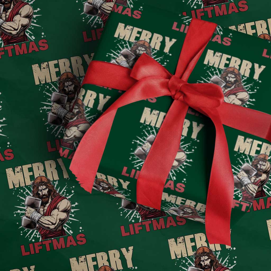 Jesus Gym Christmas Wrapping Paper Roll Merry Liftmas Xmas TS14 Green Print Your Wear