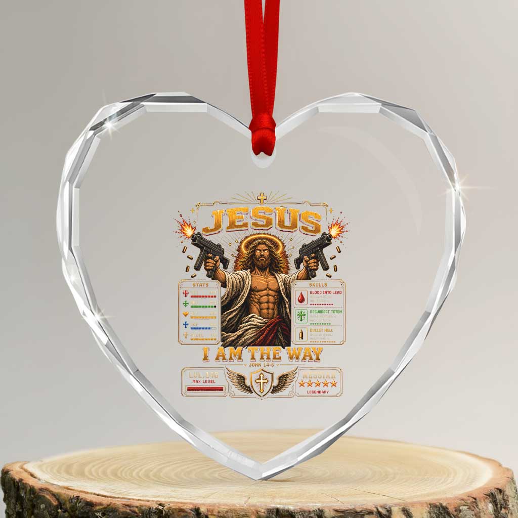 Jesus I Am the Way Character Stats RPG Books Heart Crystal Glass Ornament