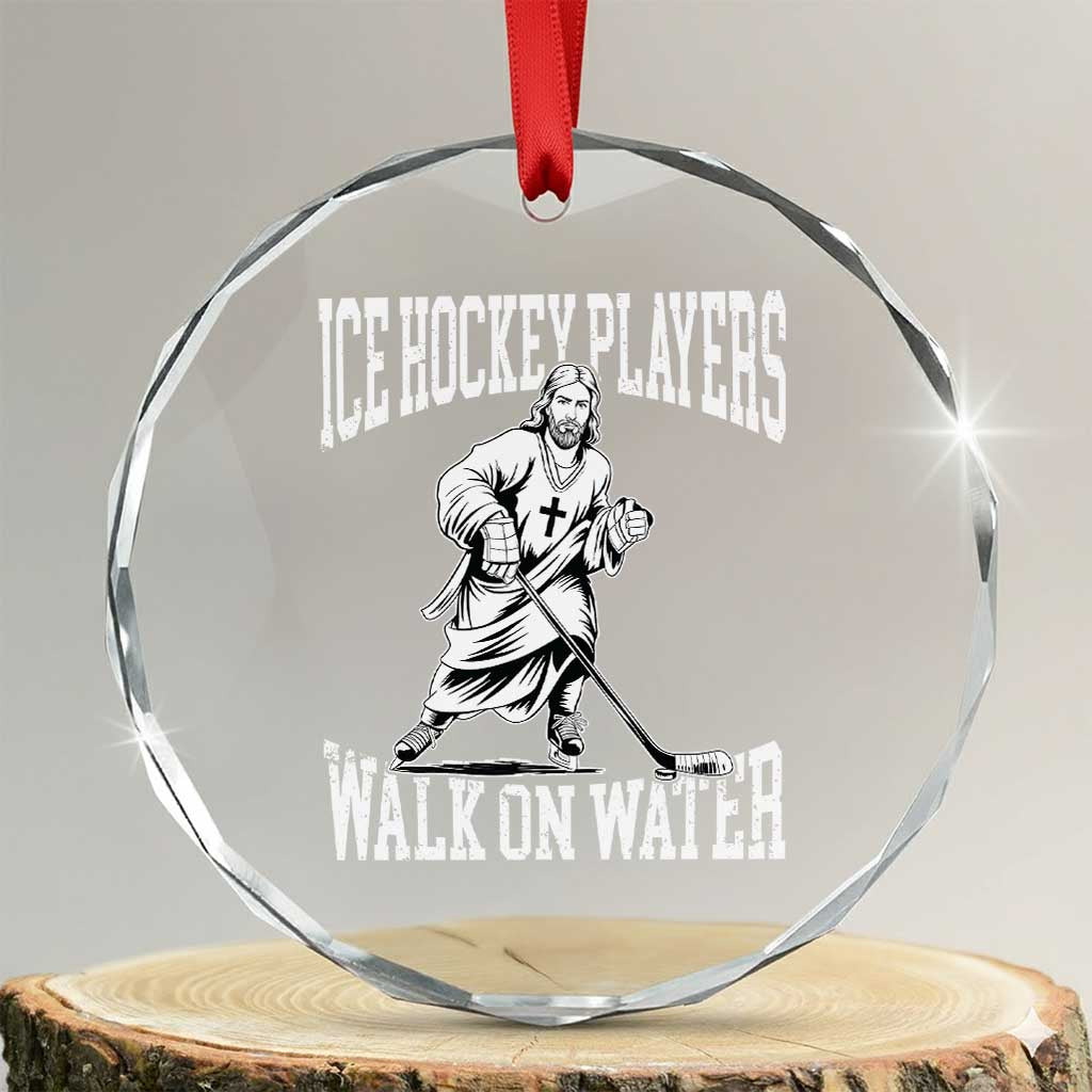 Jesus Ice Hockey Players Walk On Water Crystal Glass Ornament Funny Christian Gift TS12 Transparent Glass 3'' Circle Print Your Wear