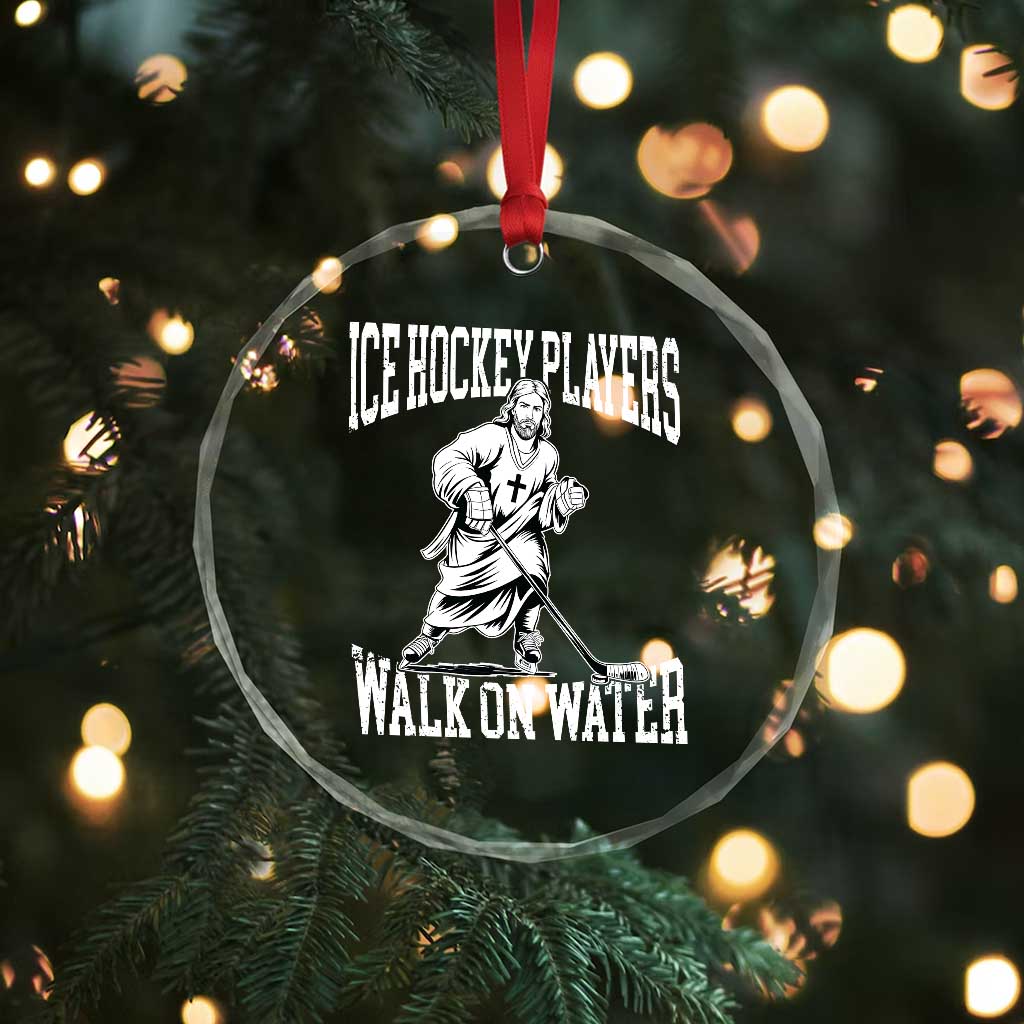 Jesus Ice Hockey Players Walk On Water Crystal Glass Ornament Funny Christian Gift TS12 Print Your Wear