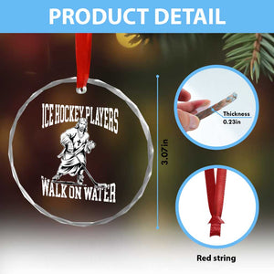Jesus Ice Hockey Players Walk On Water Crystal Glass Ornament Funny Christian Gift TS12 Print Your Wear