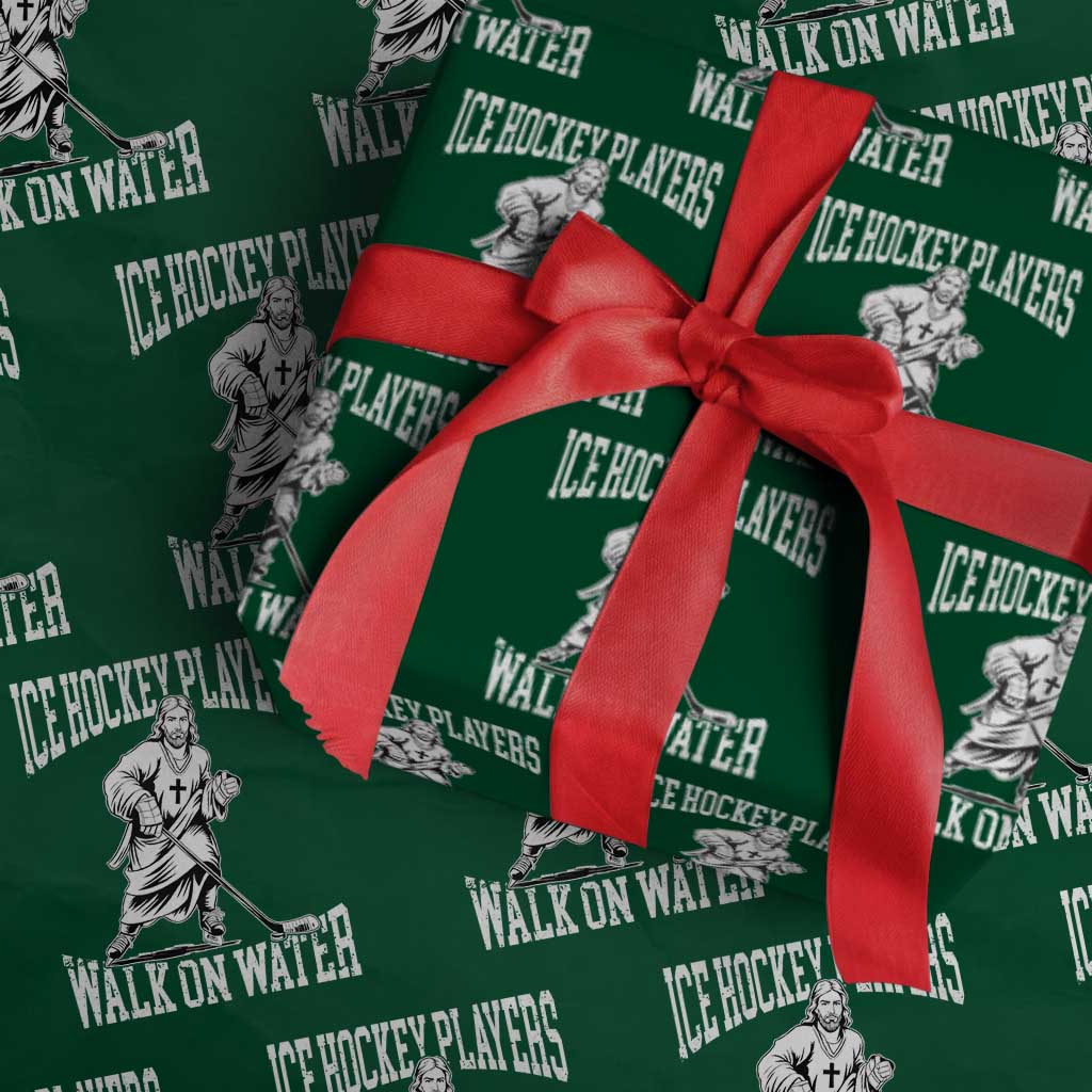 Jesus Ice Hockey Players Walk On Water Wrapping Paper Roll Funny Christian Gift TS12 Green Print Your Wear