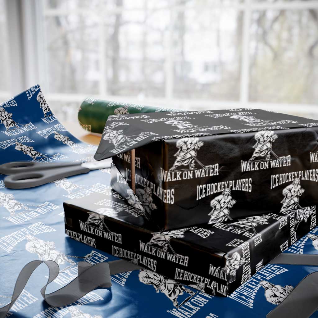 Jesus Ice Hockey Players Walk On Water Wrapping Paper Roll Funny Christian Gift TS12 Black Print Your Wear