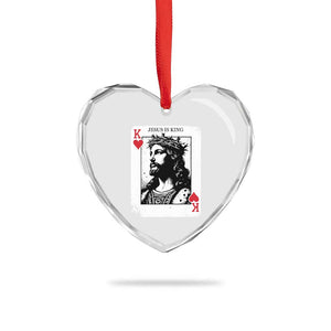 Jesus Is King Playing Card Graphic Heart Crystal Glass Ornament King of Hearts Christian Faith TS02 Print Your Wear