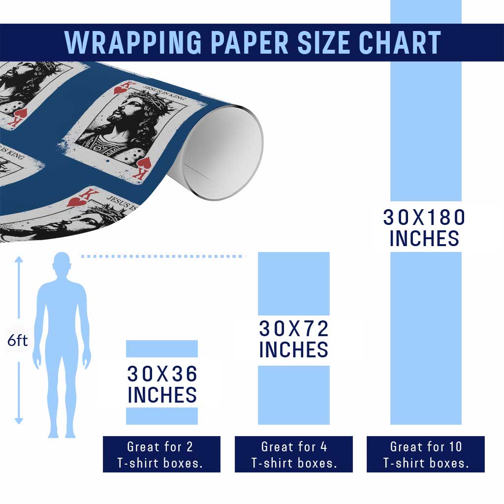 Jesus Is King Playing Card Graphic Wrapping Paper Roll King of Hearts Christian Faith TS02 Print Your Wear