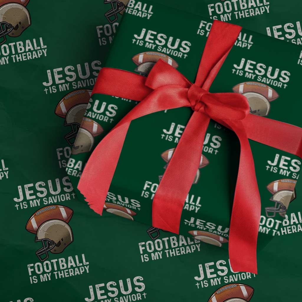 Jesus Is My Savior Football Is My Therapy Wrapping Paper Roll Christian Football Lover TS12 Green Print Your Wear