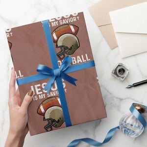 Jesus Is My Savior Football Is My Therapy Wrapping Paper Roll Christian Football Lover TS12 Mocha Print Your Wear