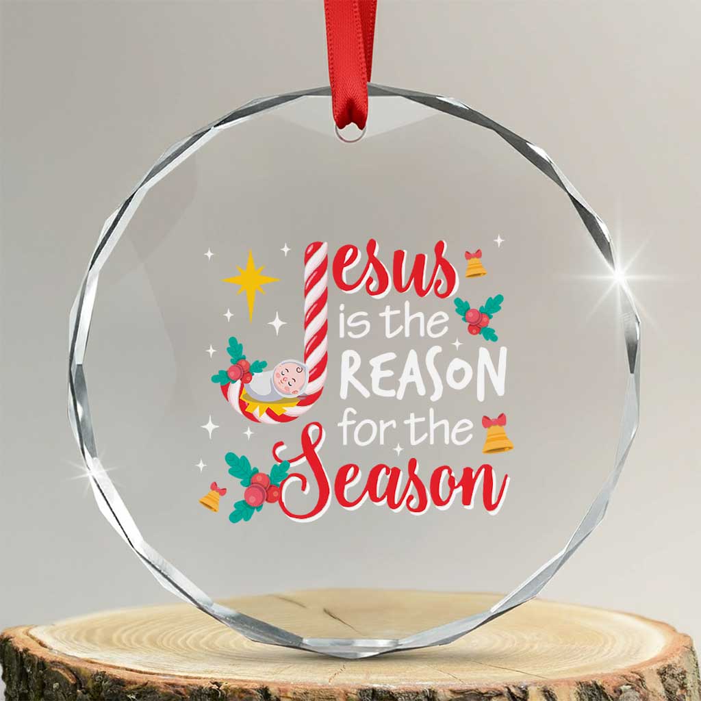 Jesus Is The Reason For The Season Crystal Glass Ornament Christmas Jolly Bell TS11 Transparent Glass 3'' Circle Print Your Wear
