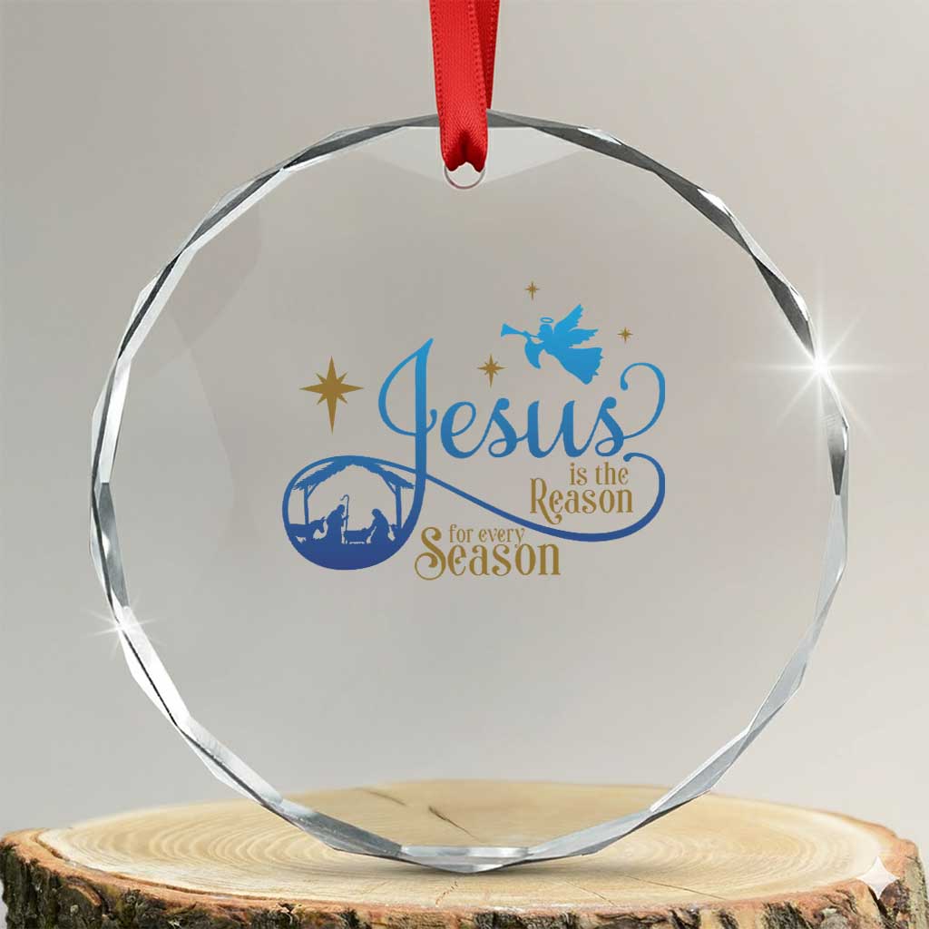 Jesus Is The Reason For The Season Crystal Glass Ornament Nativity Scene TS11 Transparent Glass 3'' Circle Print Your Wear
