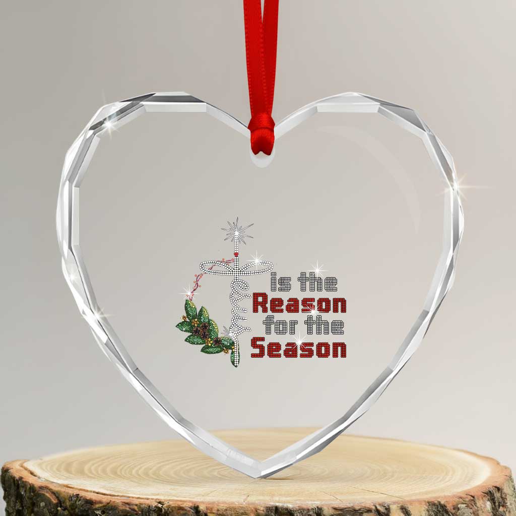 Jesus Is The Reason For The Season Heart Crystal Glass Ornament TS09 Transparent Glass 3'' Heart Print Your Wear