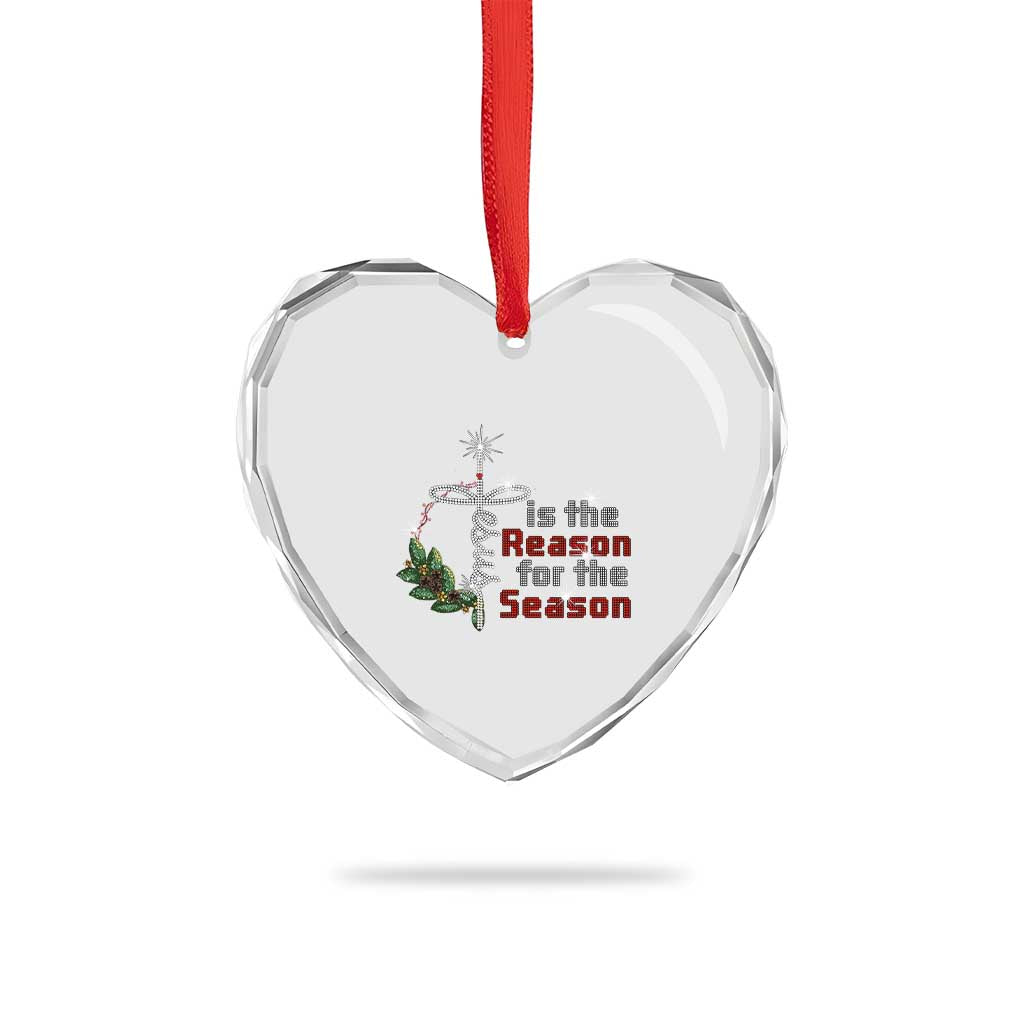 Jesus Is The Reason For The Season Heart Crystal Glass Ornament TS09 Print Your Wear