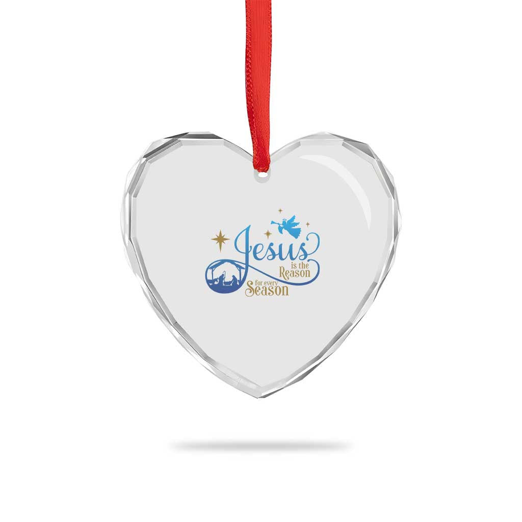 Jesus Is The Reason For The Season Heart Crystal Glass Ornament Nativity Scene TS11 Print Your Wear