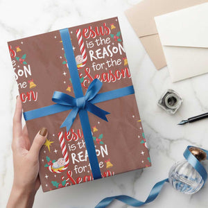 Jesus Is The Reason For The Season Wrapping Paper Roll Christmas Jolly Bell TS11 Mocha Print Your Wear