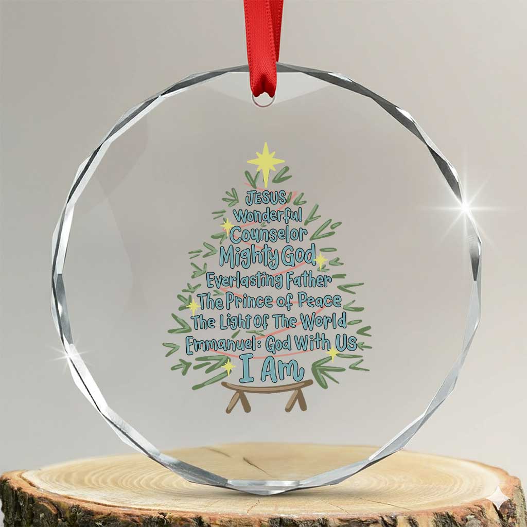Jesus Names Christmas Tree Crystal Glass Ornament Christian Bible Verse Xmas TS10 Transparent Glass 3'' Circle Print Your Wear