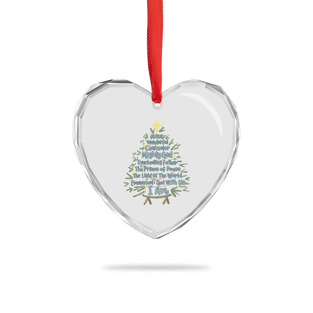 Jesus Names Christmas Tree Heart Crystal Glass Ornament Christian Bible Verse Xmas TS10 Print Your Wear