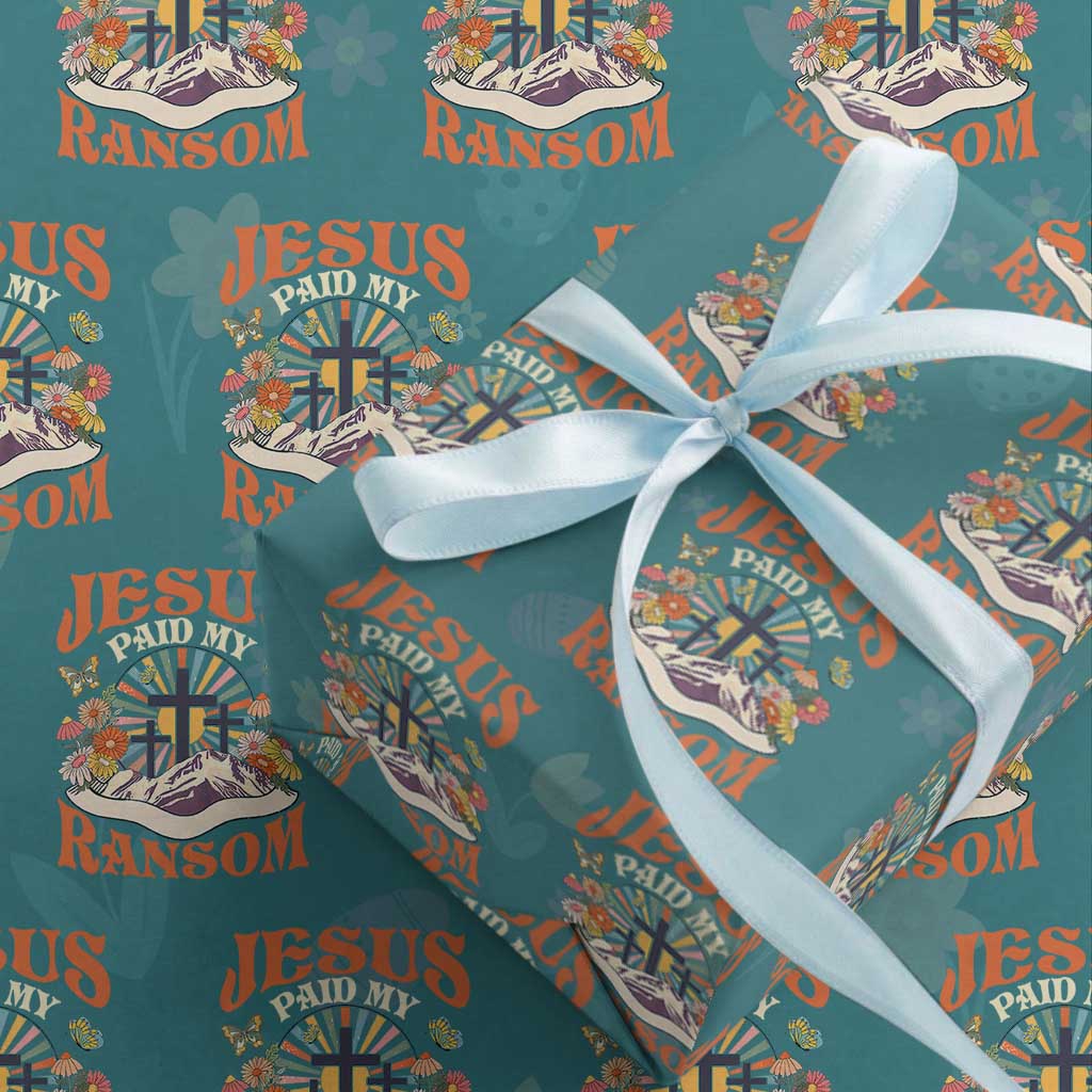 Jesus Paid My Ransom Wrapping Paper Roll Jesus Christian Faith Good Friday Bible Verse TS11 Teal Print Your Wear