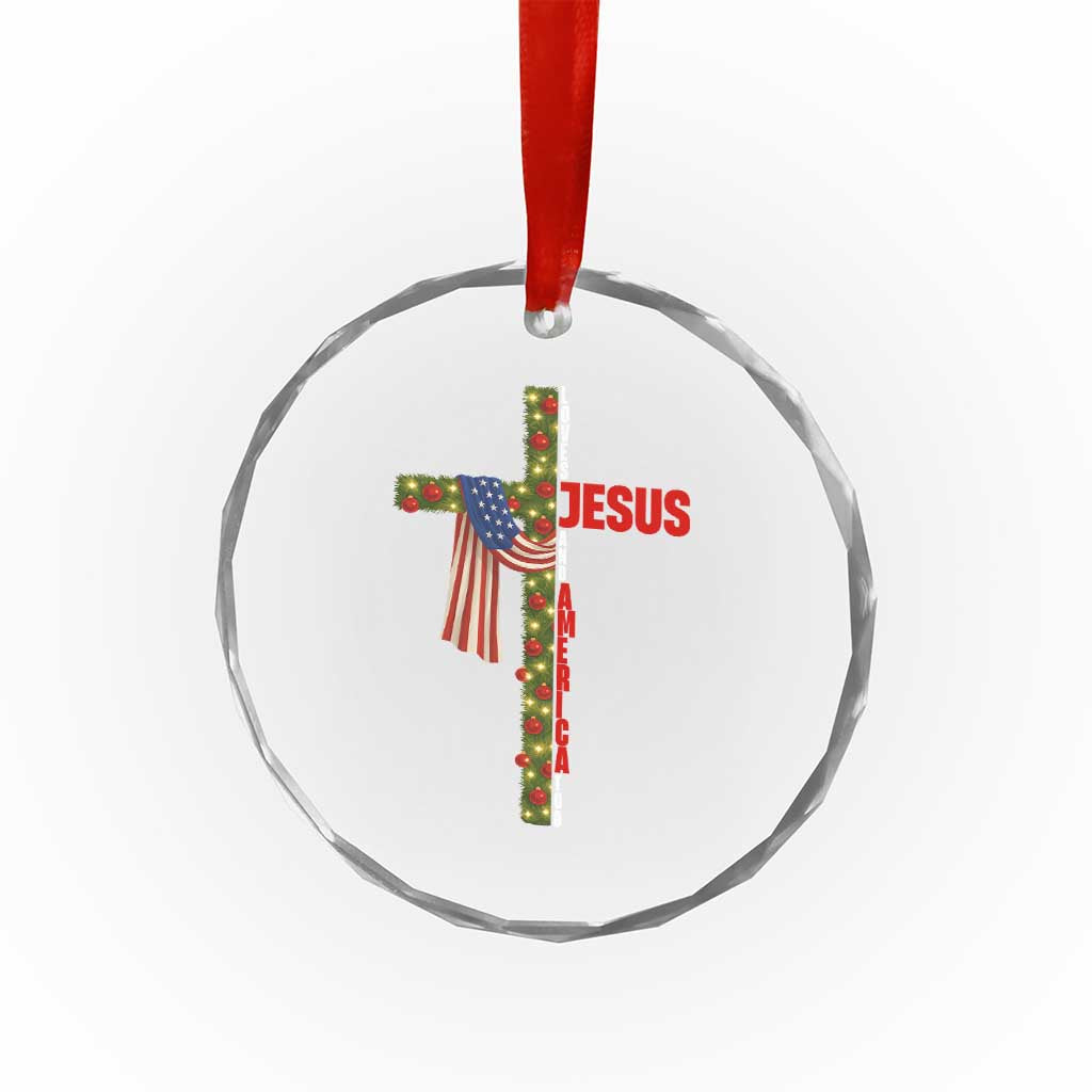 Jesus Patriotic Christmas Crystal Glass Ornament Loves Jesus And America Too TS14 Print Your Wear