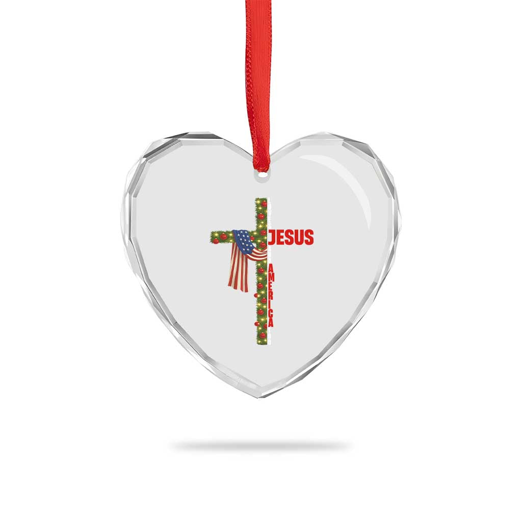 Jesus Patriotic Christmas Heart Crystal Glass Ornament Loves Jesus And America Too TS14 Print Your Wear
