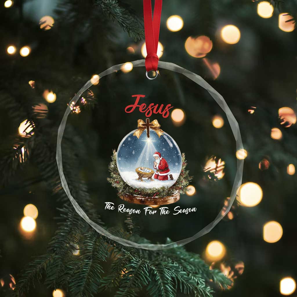 Jesus Santa Christmas Crystal Glass Ornament The Reason For The Season TS14 Print Your Wear