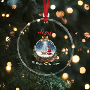 Jesus Santa Christmas Crystal Glass Ornament The Reason For The Season TS14 Print Your Wear