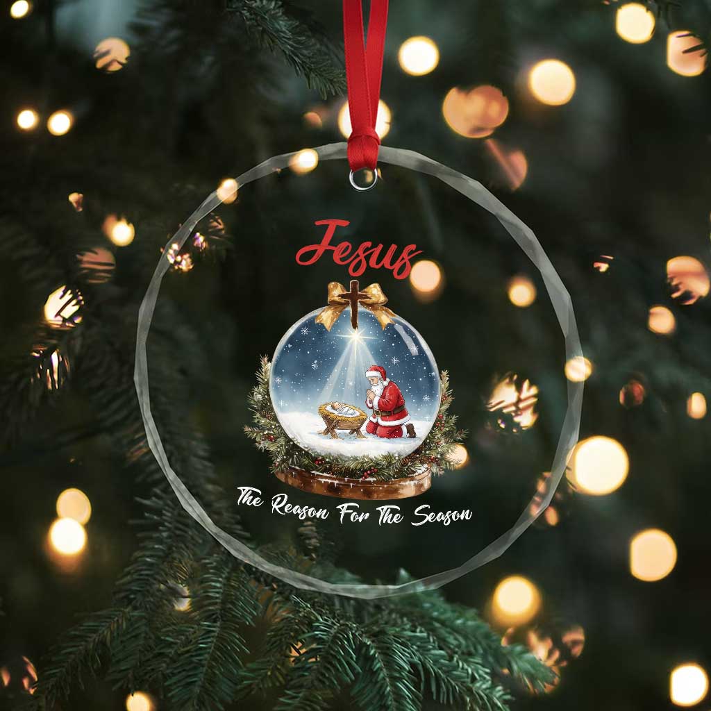 Jesus Santa Christmas Crystal Glass Ornament The Reason For The Season TS14 Print Your Wear