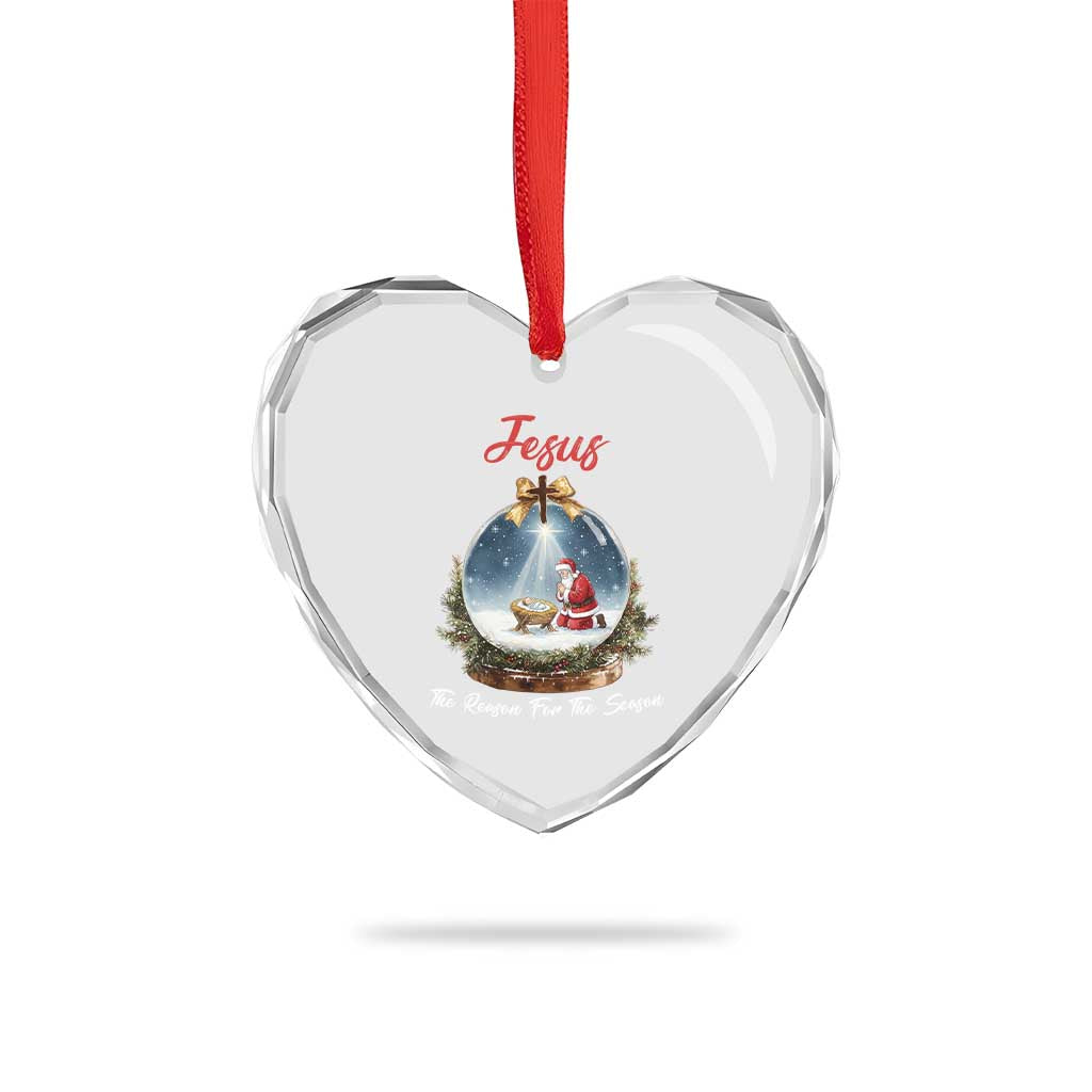 Jesus Santa Christmas Heart Crystal Glass Ornament The Reason For The Season TS14 Print Your Wear