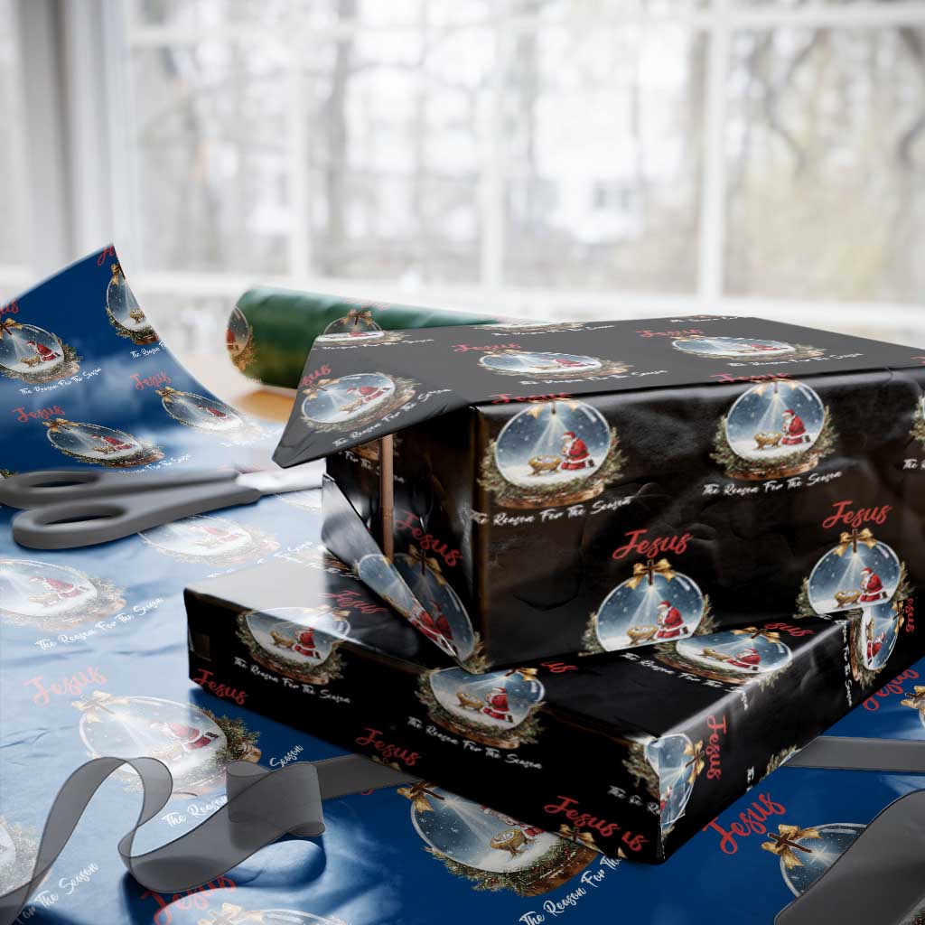 Jesus Santa Xmas Wrapping Paper Roll The Reason For The Season TS14 Black Print Your Wear