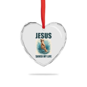 Jesus Saved My Life Heart Crystal Glass Ornament Christian Bible Verse TS14 Print Your Wear