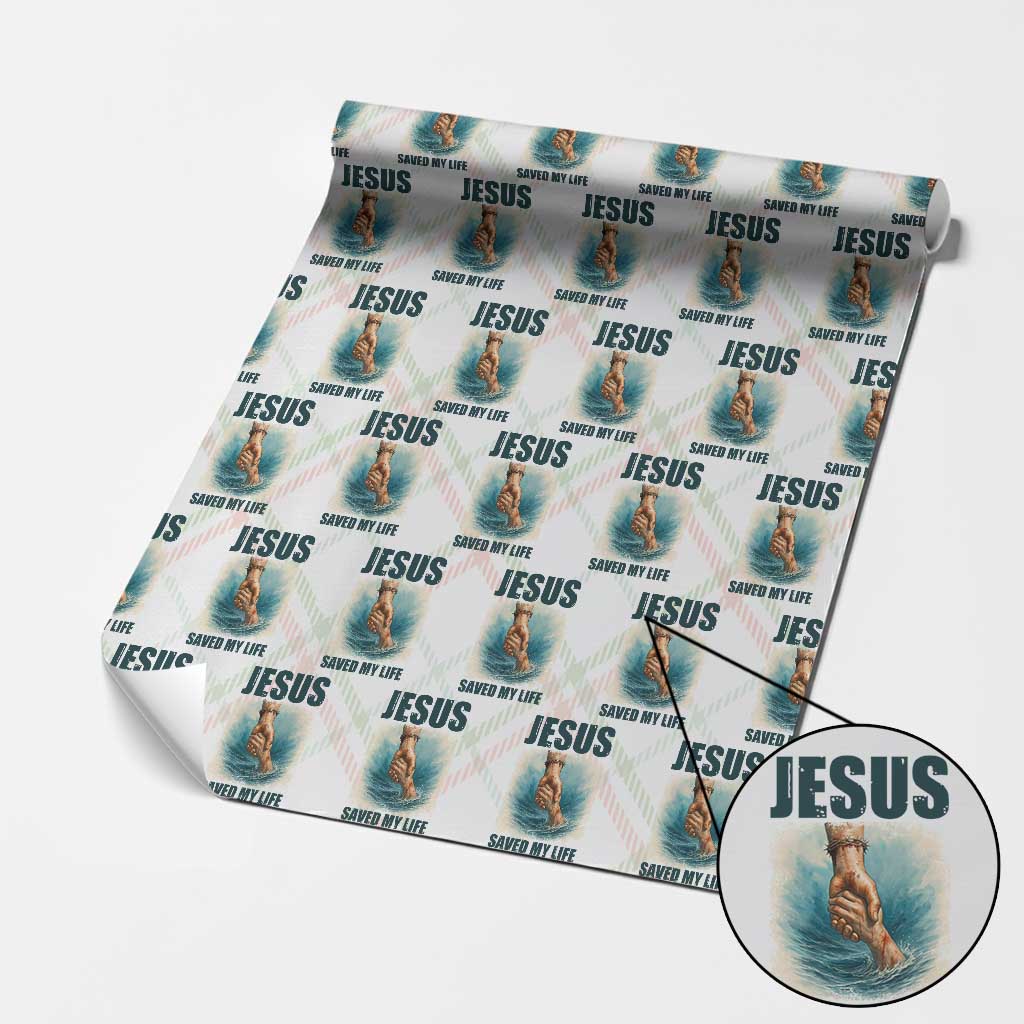 Jesus Saved My Life Wrapping Paper Roll Christian Bible Verse TS14 Christmas Plaid Print Your Wear