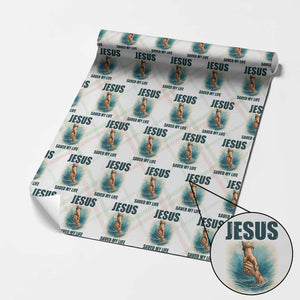Jesus Saved My Life Wrapping Paper Roll Christian Bible Verse TS14 Christmas Plaid Print Your Wear