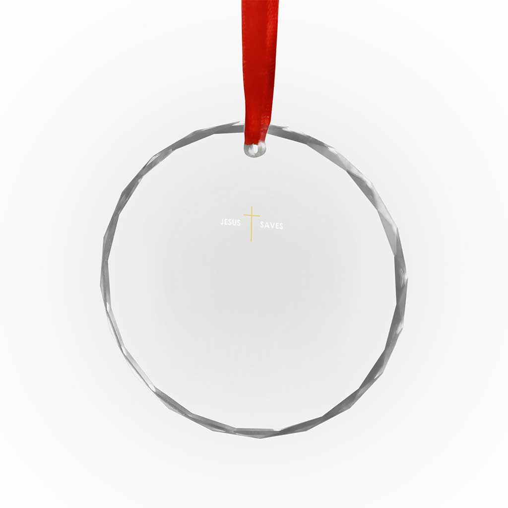 Jesus Saves Crystal Glass Ornament Cross Subtle Christian Minimal Religious Faith