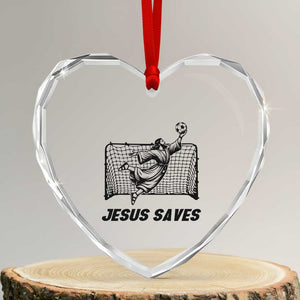 Jesus Saves Heart Crystal Glass Ornament Funny Christian Soccer Goalie TS12 Transparent Glass 3'' Heart Print Your Wear
