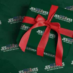 Jesus Saves USA 250th Anniversary Wrapping Paper Roll 250 Years of Fath And Freedom 4th of July