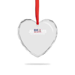 Jesus Saves USA 250th Anniversary Heart Crystal Glass Ornament 250 Years of Fath And Freedom 4th of July