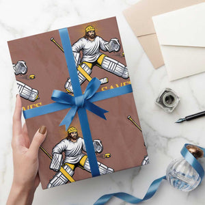 Jesus Saves Wrapping Paper Roll Funny Christian Ice Hockey Goalie Gift TS12 Mocha Print Your Wear