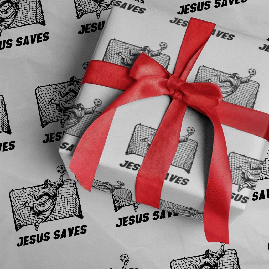 Jesus Saves Wrapping Paper Roll Funny Christian Soccer Goalie TS12 White Print Your Wear