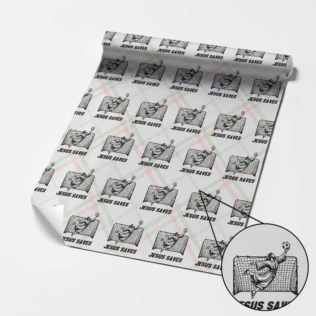 Jesus Saves Wrapping Paper Roll Funny Christian Soccer Goalie TS12 Christmas Plaid Print Your Wear