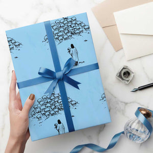 Jesus The Good Shepherd Minimalist Christian Wrapping Paper Roll Sheep Flock Faith Spiritual Inspirational Gift TS02 Light Blue Print Your Wear