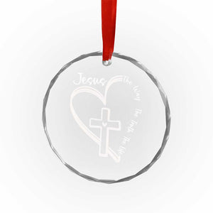 Jesus The Way The Truth The Life Crystal Glass Ornament Christian Cross With Heart TS11 Print Your Wear