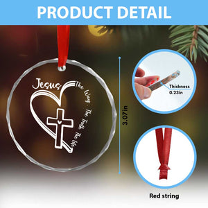 Jesus The Way The Truth The Life Crystal Glass Ornament Christian Cross With Heart TS11 Print Your Wear